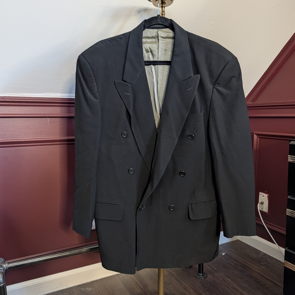 RENE LEZARD German Vintage Black Double Breasted Textured Tailored Jacket